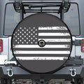 Grey And White American Flag Print Tire Cover With Camera Hole