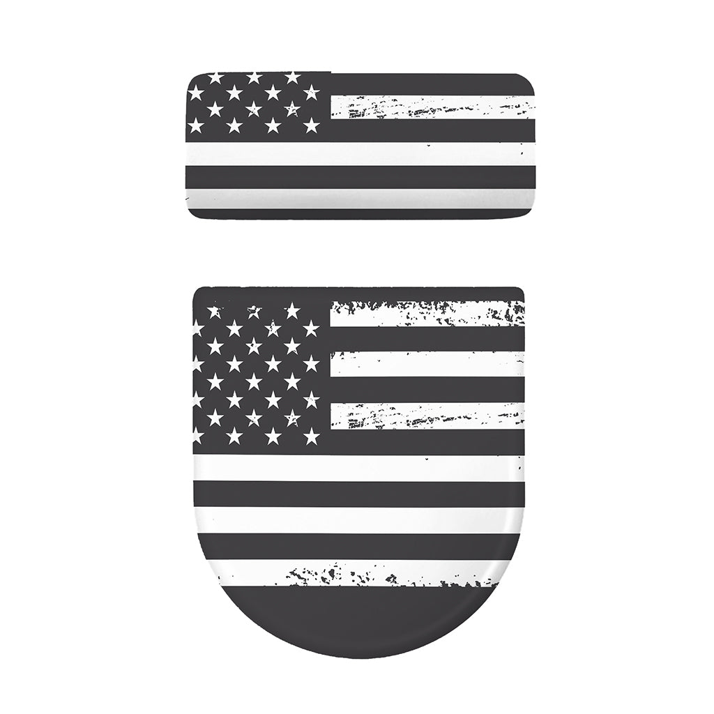 Grey And White American Flag Print Toilet Lid And Tank Cover Set