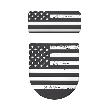Grey And White American Flag Print Toilet Lid And Tank Cover Set
