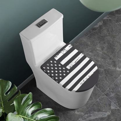 Grey And White American Flag Print Toilet Lid Cover