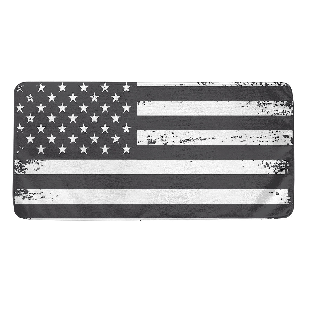 Grey And White American Flag Print Towel