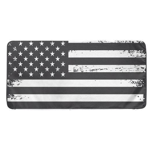 Grey And White American Flag Print Towel