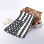 Grey And White American Flag Print Towel
