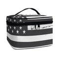 Grey And White American Flag Print Travel Makeup Bag