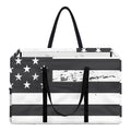 Grey And White American Flag Print Utility Tote Bag