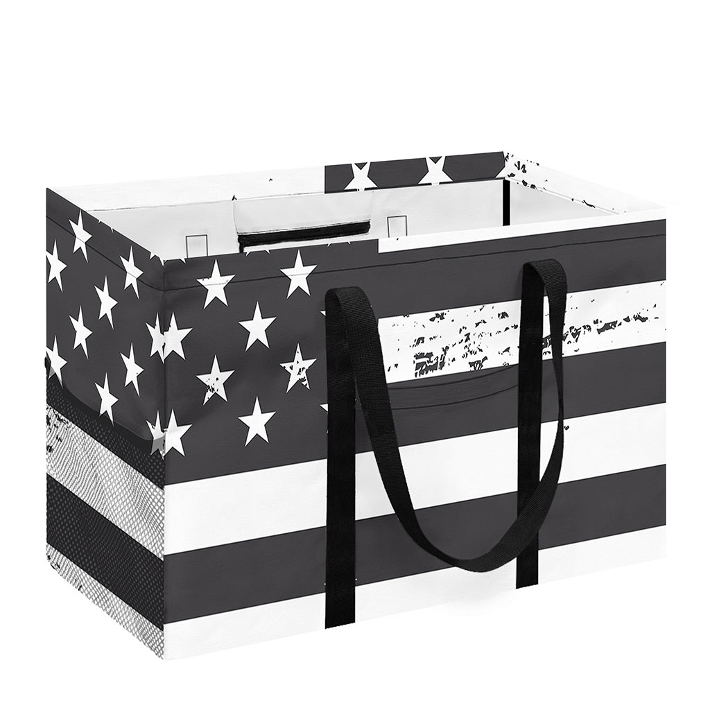 Grey And White American Flag Print Utility Tote Bag