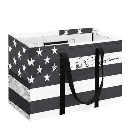 Grey And White American Flag Print Utility Tote Bag