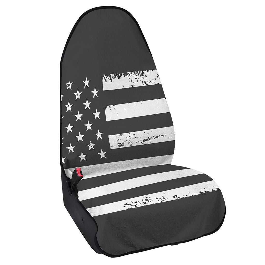 Grey And White American Flag Print Waterproof Car Seat Cover