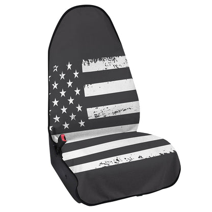Grey And White American Flag Print Waterproof Car Seat Cover