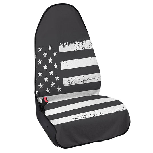 Grey And White American Flag Print Waterproof Car Seat Cover