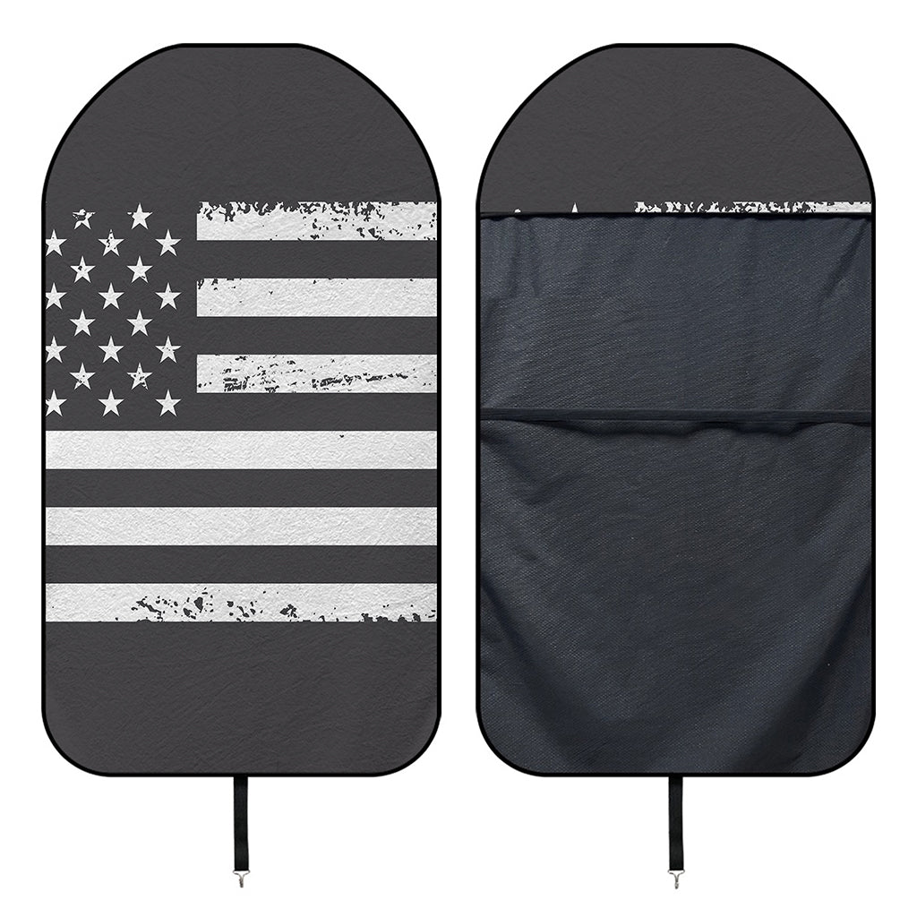Grey And White American Flag Print Waterproof Car Seat Cover