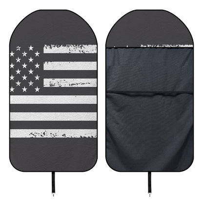 Grey And White American Flag Print Waterproof Car Seat Cover