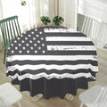 Grey And White American Flag Print Waterproof Round Tablecloth
