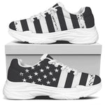 Grey And White American Flag Print White Chunky Shoes