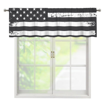 Grey And White American Flag Print Window Valance