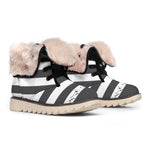 Grey And White American Flag Print Winter Boots