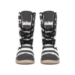 Grey And White American Flag Print Winter Boots