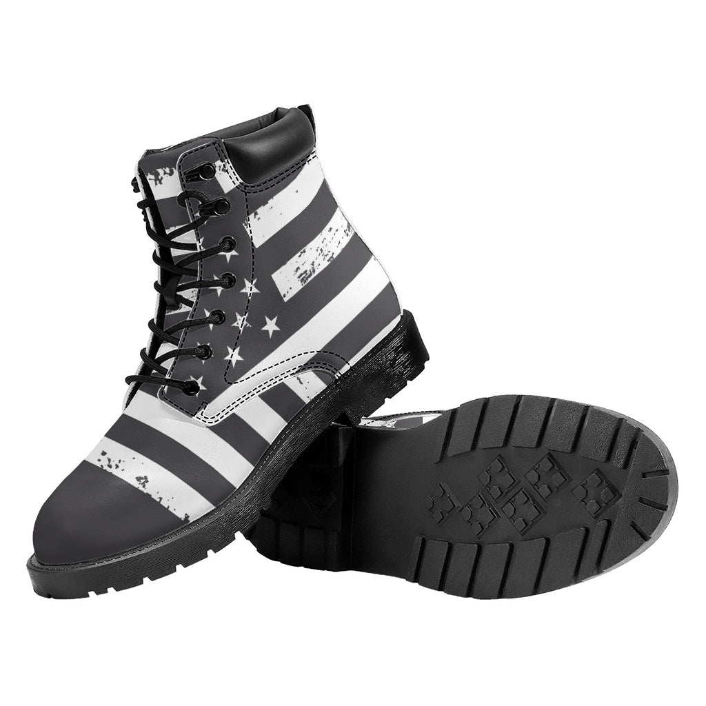 Grey And White American Flag Print Work Boots