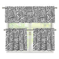 Grey And White Aztec Pattern Print 3 Piece Kitchen Curtains