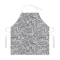 Grey And White Aztec Pattern Print Adjustable Apron
