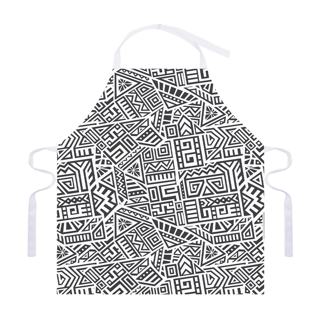 Grey And White Aztec Pattern Print Adjustable Apron