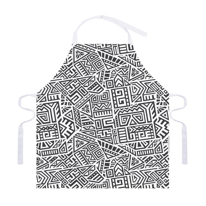 Grey And White Aztec Pattern Print Adjustable Apron