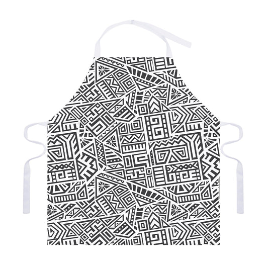 Grey And White Aztec Pattern Print Adjustable Apron