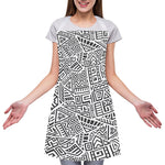 Grey And White Aztec Pattern Print Adjustable Apron
