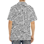 Grey And White Aztec Pattern Print Aloha Shirt