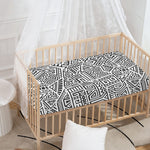 Grey And White Aztec Pattern Print Baby Crib Sheet
