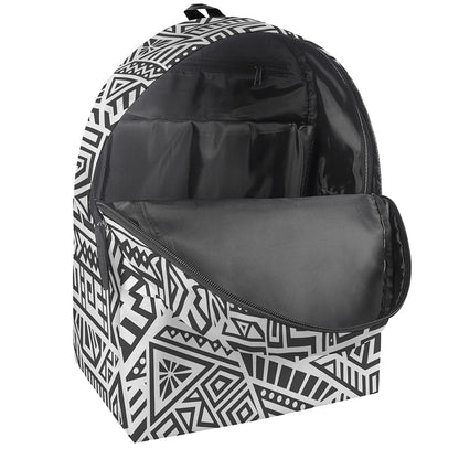 Grey And White Aztec Pattern Print Backpack
