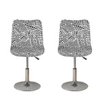 Grey And White Aztec Pattern Print Bar Stool Covers