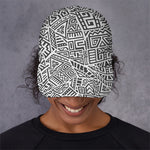 Grey And White Aztec Pattern Print Baseball Cap