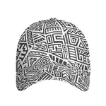 Grey And White Aztec Pattern Print Baseball Cap