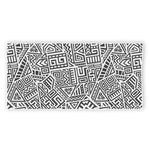 Grey And White Aztec Pattern Print Beach Towel