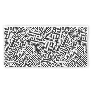 Grey And White Aztec Pattern Print Beach Towel