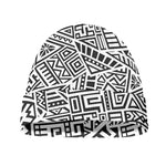Grey And White Aztec Pattern Print Beanie