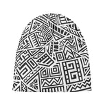 Grey And White Aztec Pattern Print Beanie