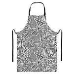 Grey And White Aztec Pattern Print Bib Apron With Pocket