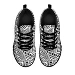 Grey And White Aztec Pattern Print Black Running Shoes