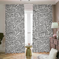 Grey And White Aztec Pattern Print Dimout Pencil Pleat Curtains