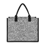 Grey And White Aztec Pattern Print Canvas Tote Bag