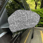 Grey And White Aztec Pattern Print Car Side Mirror Covers
