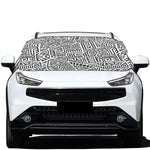 Grey And White Aztec Pattern Print Car Windshield Snow Cover