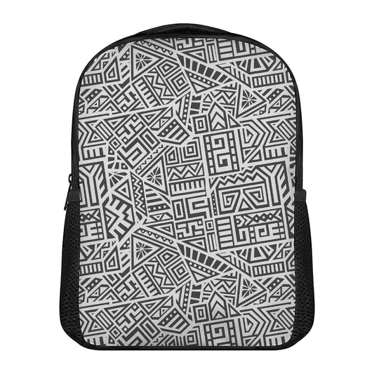 Grey And White Aztec Pattern Print Casual Backpack