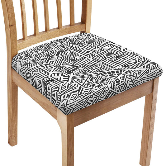 Grey And White Aztec Pattern Print Chair Cushion Cover