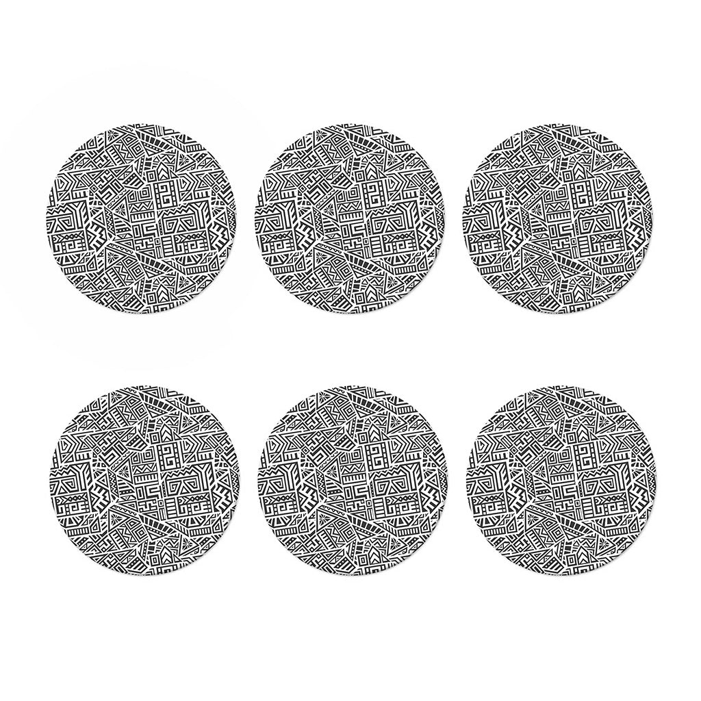Grey And White Aztec Pattern Print Coaster Set