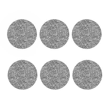 Grey And White Aztec Pattern Print Coaster Set