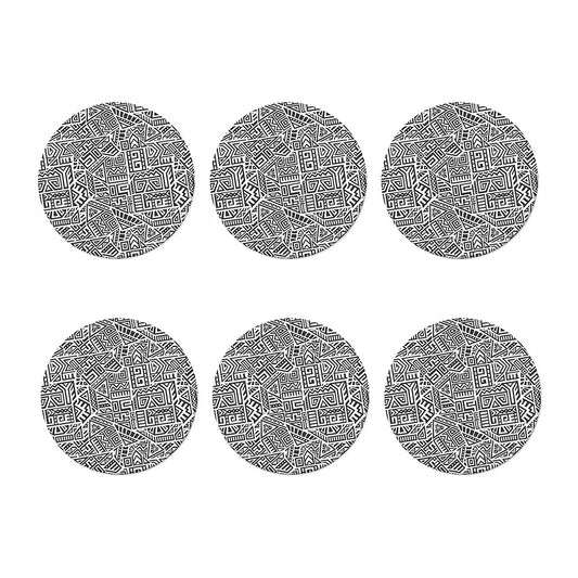 Grey And White Aztec Pattern Print Coaster Set