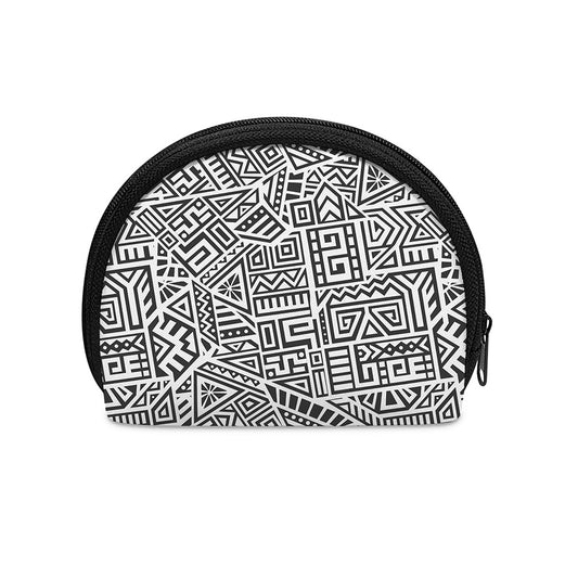 Grey And White Aztec Pattern Print Coin Purse